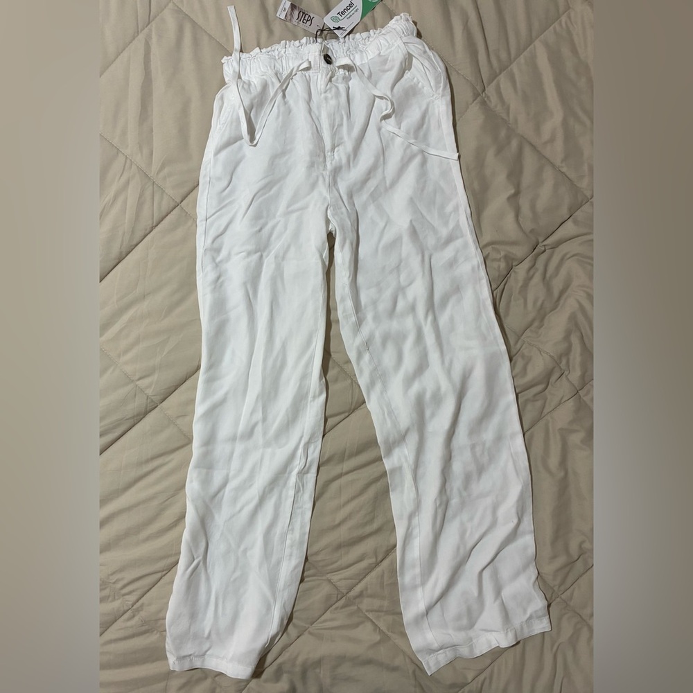 Love Tree White Elastic Waist Pants
